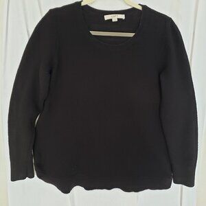 Woman Ann Taylor Loft Black Round Neck Long Sleeve Sweater Top Size L